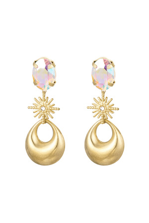 Boucles D'oreilles Charms Avec Perle De Verre - Doré Acier Inoxydable h5 