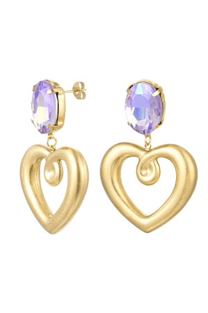 Boucles D'oreilles Coeur Avec Perle De Verre - Argenté Acier Inoxydable h5 