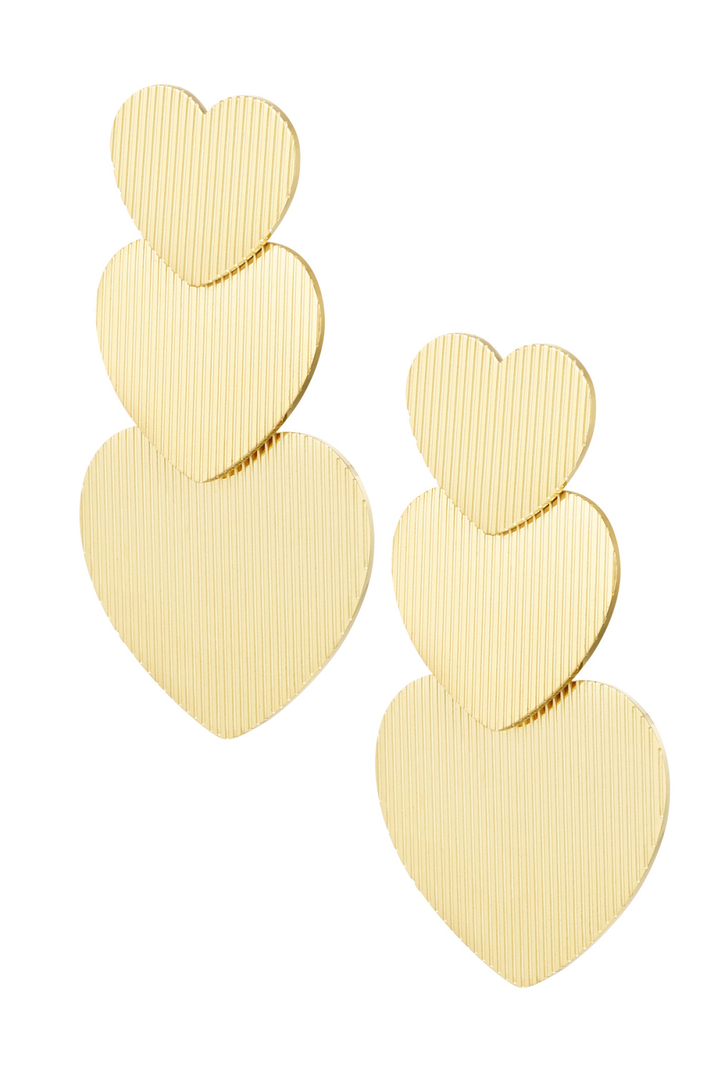 Boucles D'oreilles 3 Fois Coeur - Doré Acier Inoxydable 