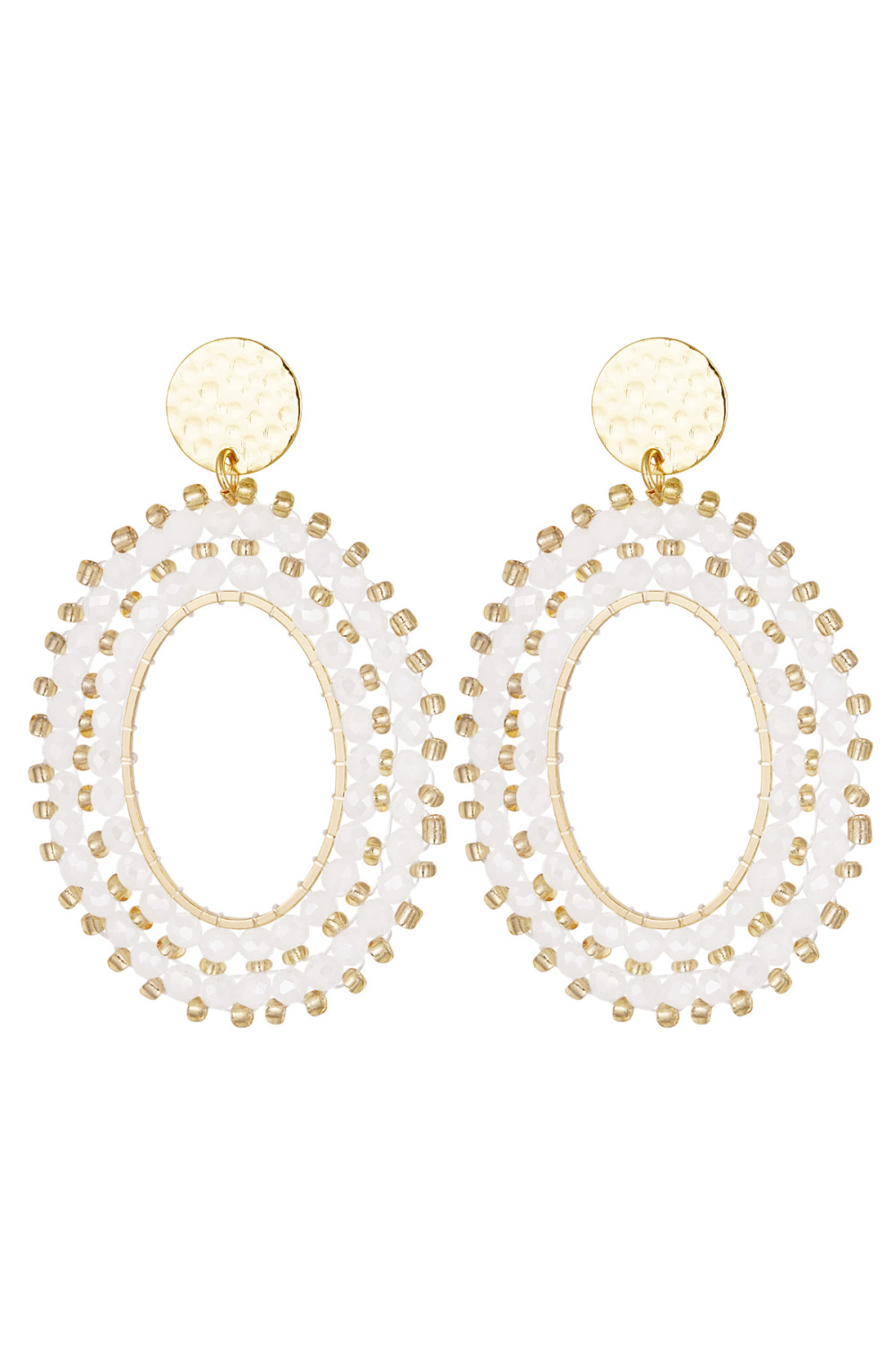 Boucles D'oreilles Double Perles - Cuivre Blanc 