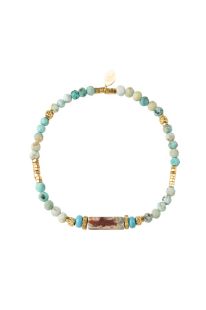 Bracelet Perles - Vert/Bleu Turquoise & Couleur Or Acier Inoxydable h5 