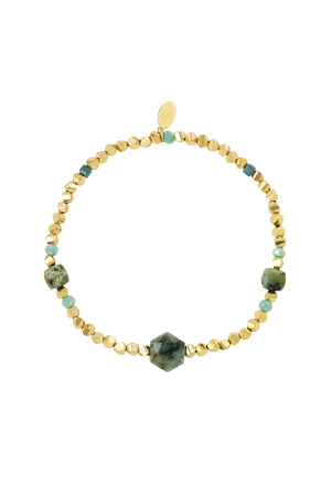 Bracelet Perle Différentes Perles - Vert & Doré Acier Inoxydable h5 