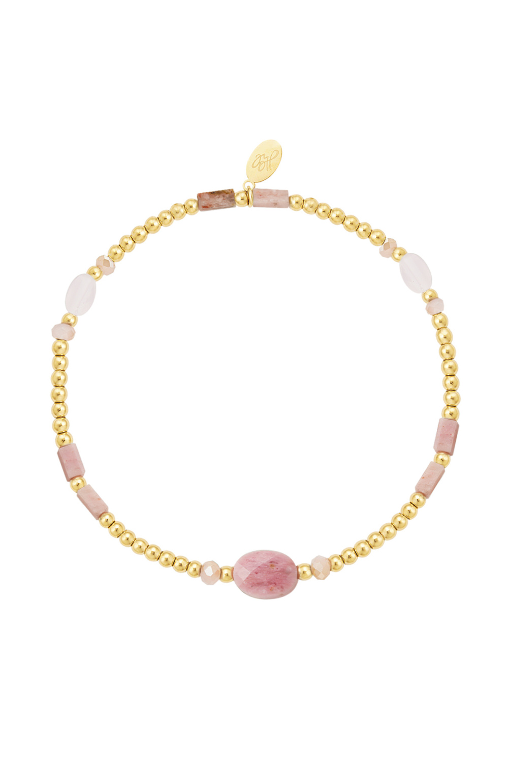 Bracelet Perle Détails Colorés - Rose & Doré Acier Inoxydable 