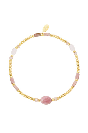 Bracelet Perle Détails Colorés - Rose & Doré Acier Inoxydable h5 