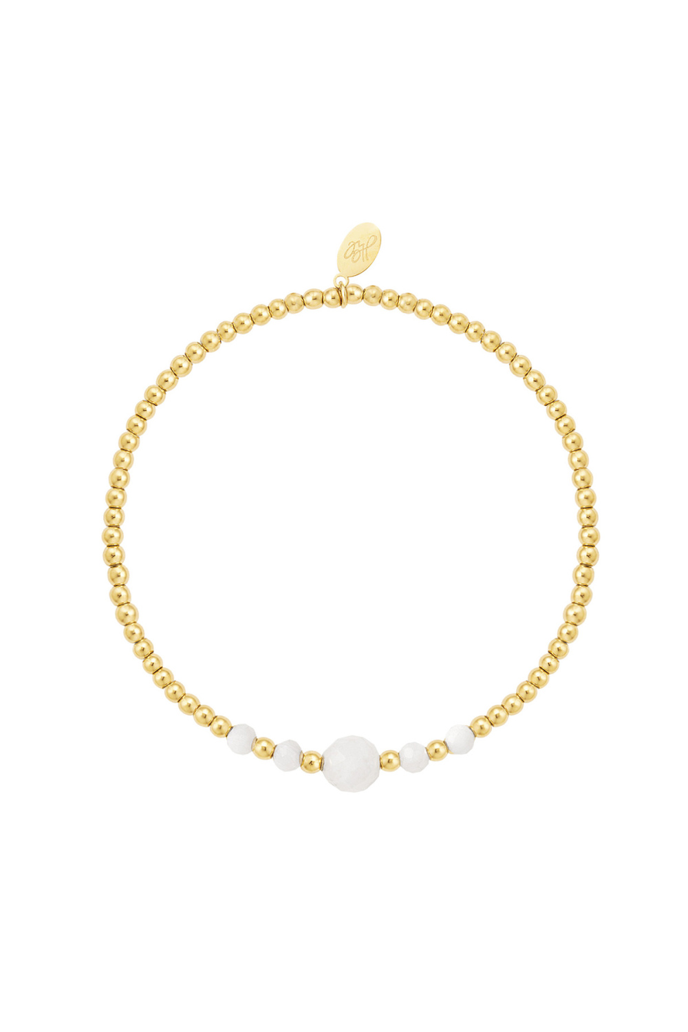 Bracelet Perles Or/Blanc Couleur Or Blanc Stone 