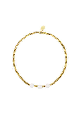 Bracelet 3 Grosses Perles - Couleur Or/Pierre Blanche h5