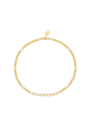 Bracelet Différentes Perles - Acier Inoxydable Doré/Blanc h5 