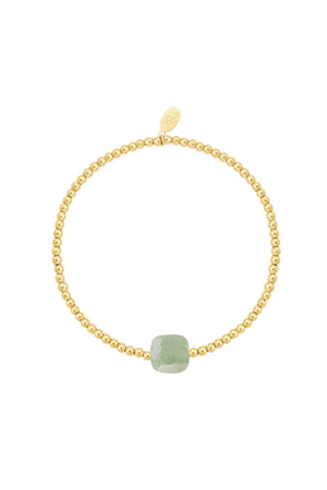 Bracelet Perles Avec Grosse Pierre - Collection Pierres Naturelles Vert Acier Inoxydable h5 