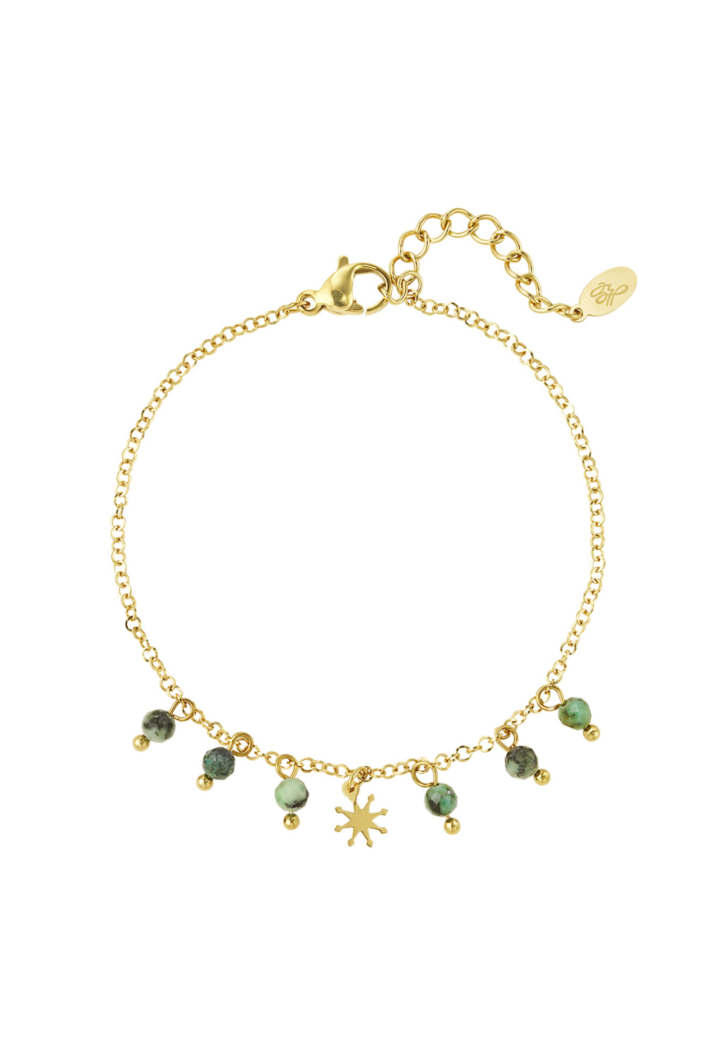Bracelet Perles Pendantes - Vert/Doré Acier Inoxydable 