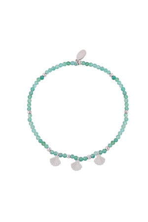 Bracelet Perle Charms Coquillage - Vert & Argent Acier Inoxydable h5 