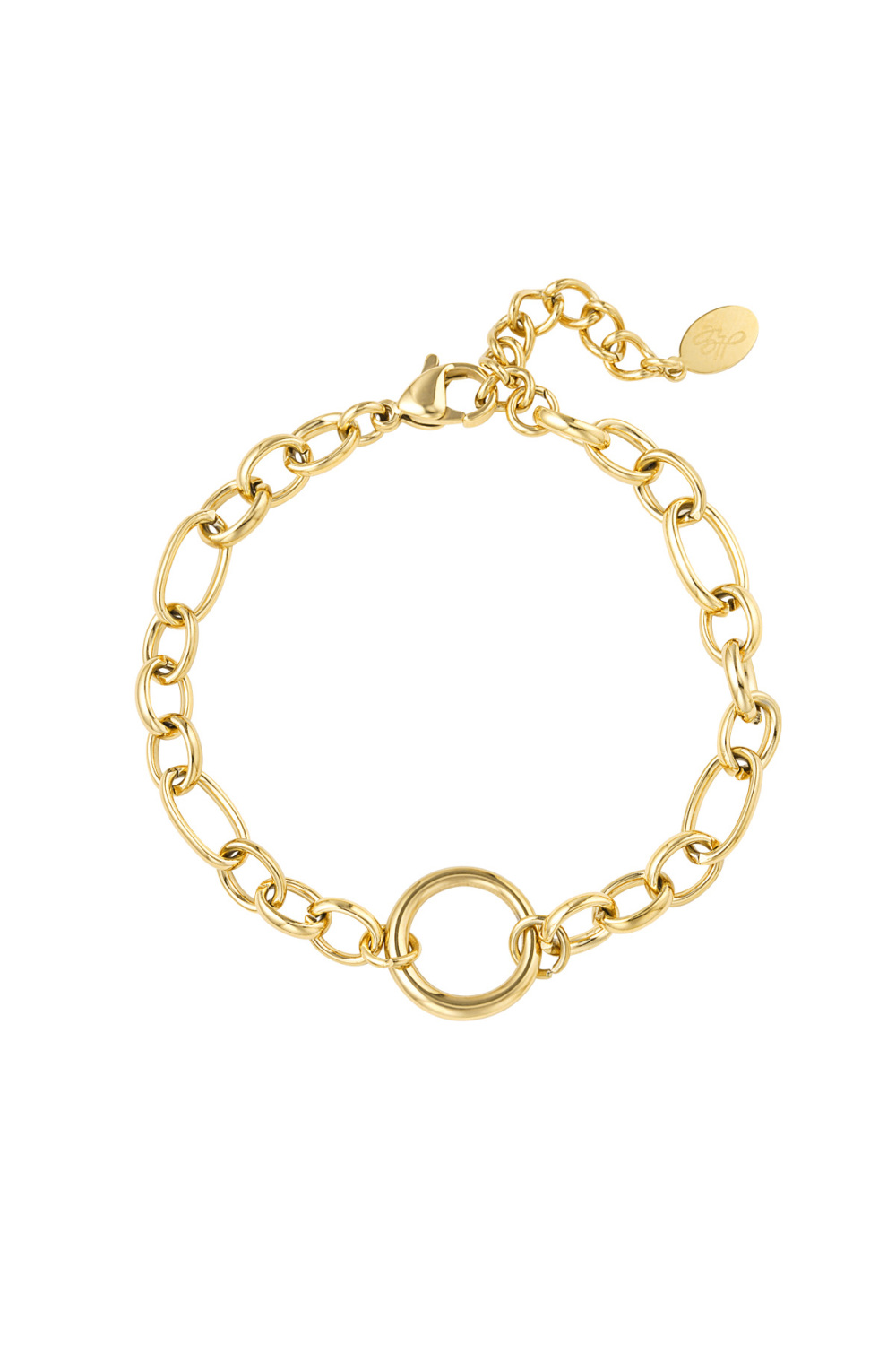 Bracelet Lien Rond - Couleur Or Acier Inoxydable 