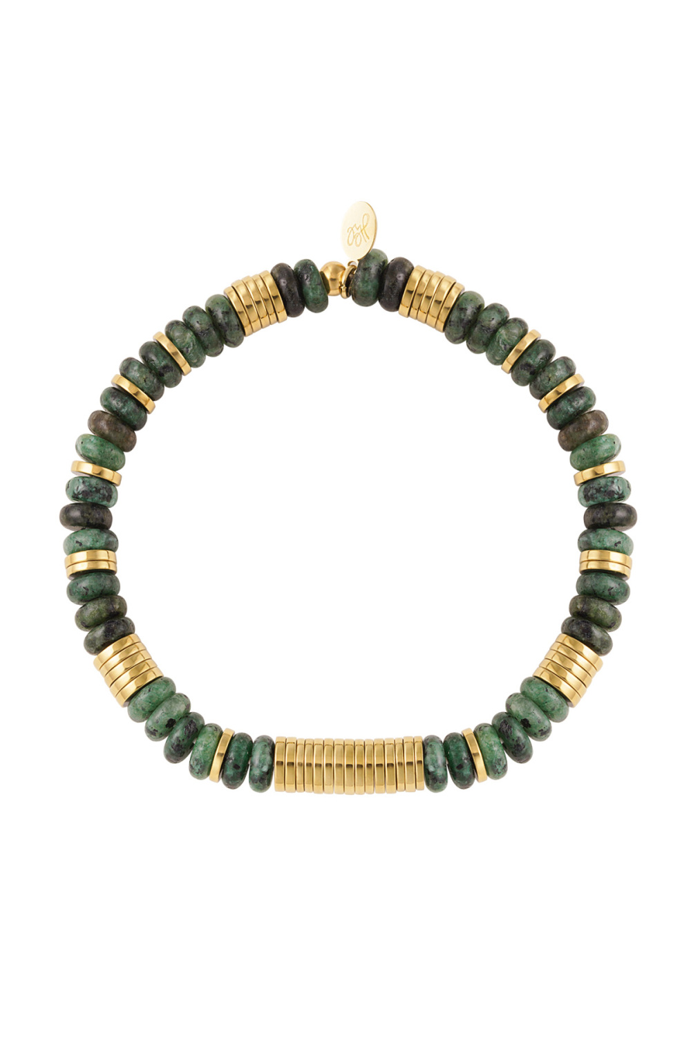 Bracelet Lien Perles - Or/Vert Vert & Couleur Or Acier Inoxydable 