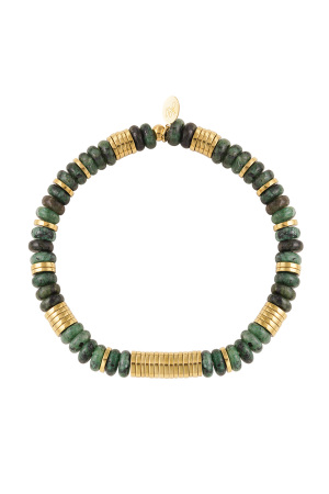 Bracelet Lien Perles - Or/Vert Vert & Couleur Or Acier Inoxydable h5 