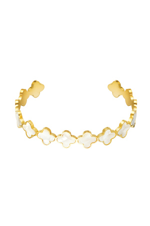 Bracelet Trèfles - Doré/Blanc Acier Inoxydable h5 