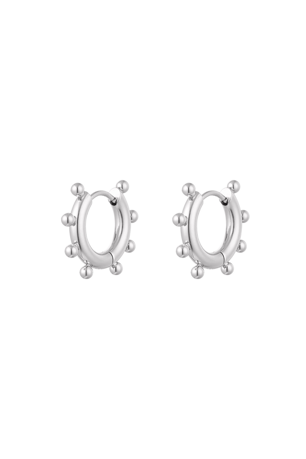 Boucles D'oreilles Petites Boules Rondes - Argentées Acier Inoxydable 