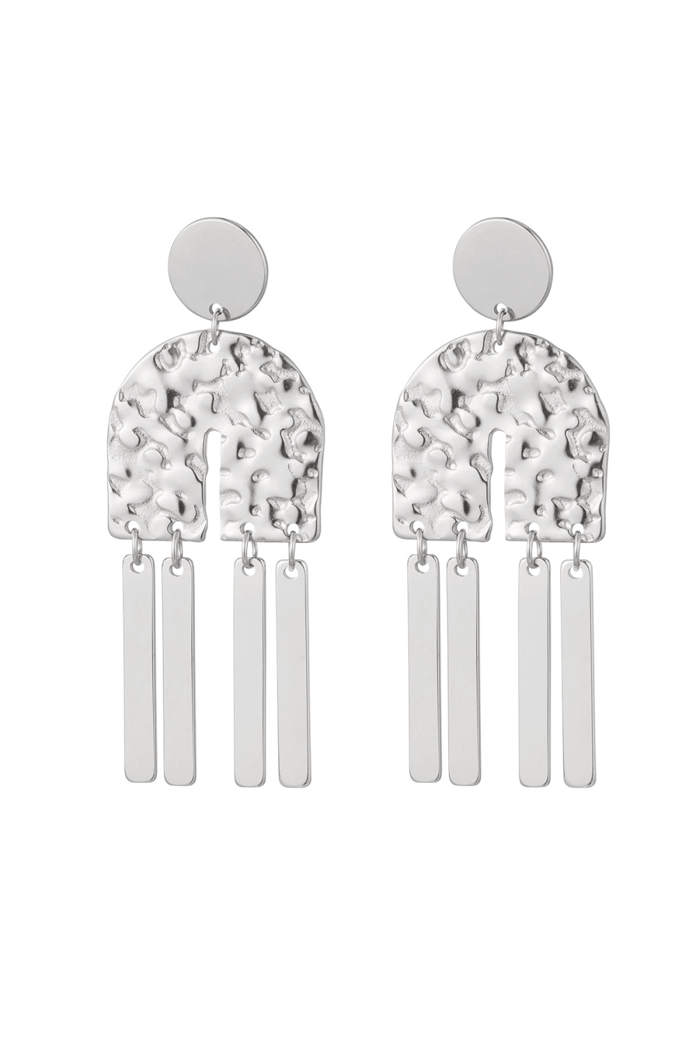Boucles D'oreilles Déclaration Demi-Arc - Argent Acier Inoxydable
