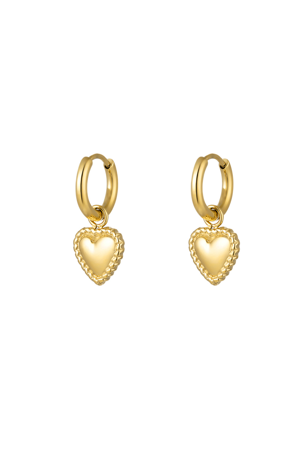 Boucles D'oreilles Coeur Avec Décoration - Doré Acier Inoxydable 
