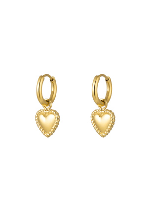 Boucles D'oreilles Coeur Avec Décoration - Doré Acier Inoxydable h5 