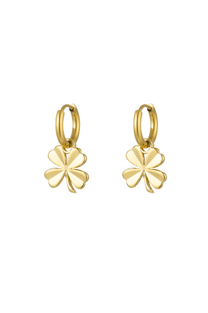 Boucles D'oreilles Basic Trèfle À Quatre Feuilles - Doré Acier Inoxydable h5 