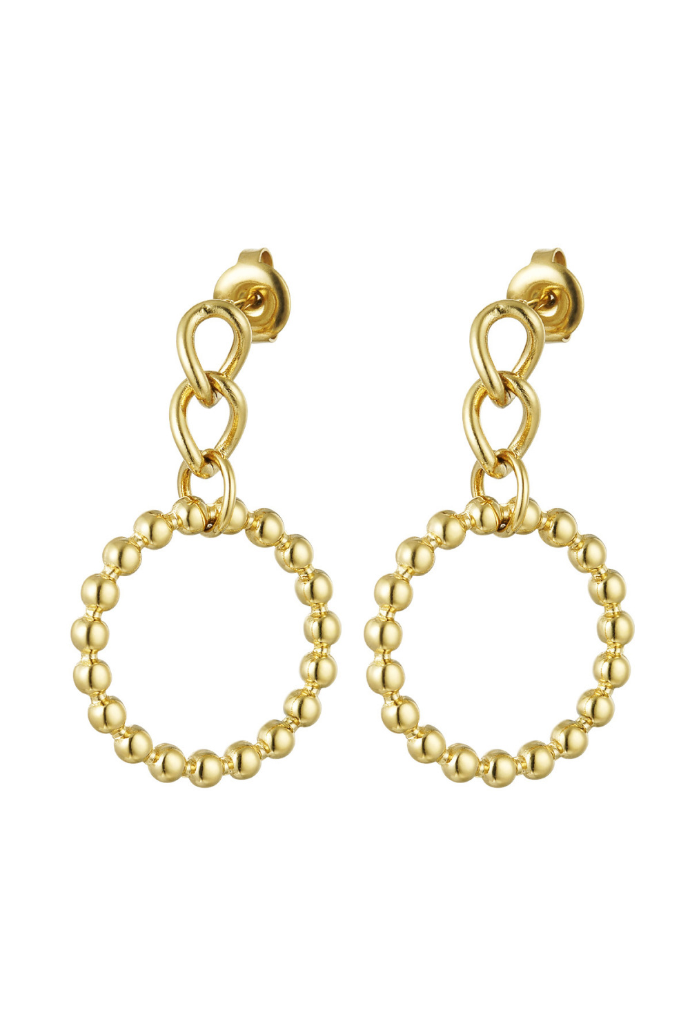 Boucles D'couleur Oreilles Lien Avec Cercle - Couleur Or Acier Inoxydable 