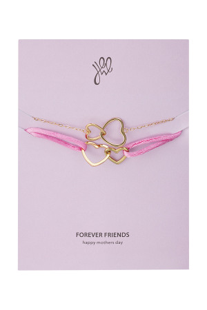 Ensemble De Bracelets Coeurs Connectés - Fête Des Mères - Acier Inoxydable Doré h5 