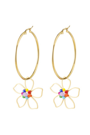Boucles D'oreilles Charm Fleur - Multi Multicouleur Acier Inoxydable h5 