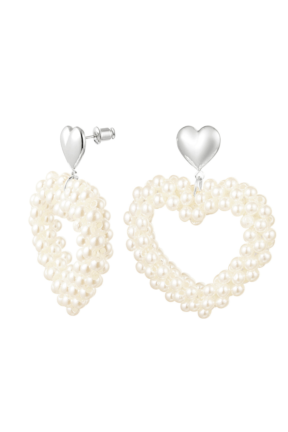 Boucles D'oreilles Coeur Perles - Cuivre Doré 