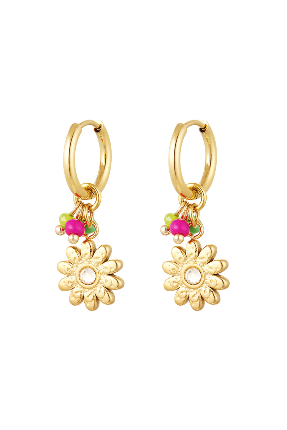 Boucles D'oreilles Perles Avec Fleur 