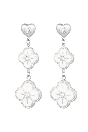 Boucles D'oreilles Guirlande De Fleurs - Argent/Blanc (Pack With Plastic Bag) h5