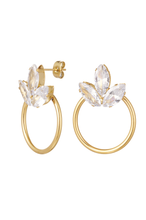 Boucles D'couleur Oreilles Avec Détail Pierre - Couleur Or Acier Inoxydable h5 
