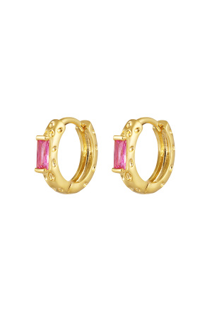Boucles D'oreilles Imprimées Avec Pierre - Cuivre Rose & Doré h5 