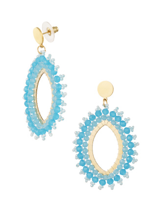 Boucle D'oreille Perles De Cristal Ovales - Acier Inoxydable Rose h5 