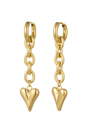 Boucles D'oreilles Lien & Coeur - Doré Acier Inoxydable h5 