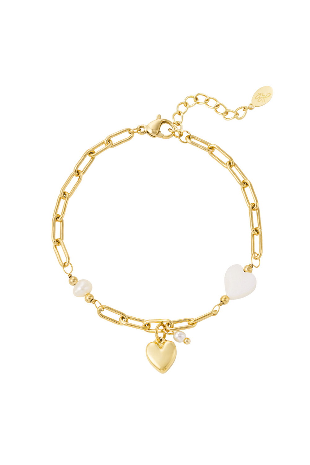 Bracelet Lien Coeurs Et Perle 