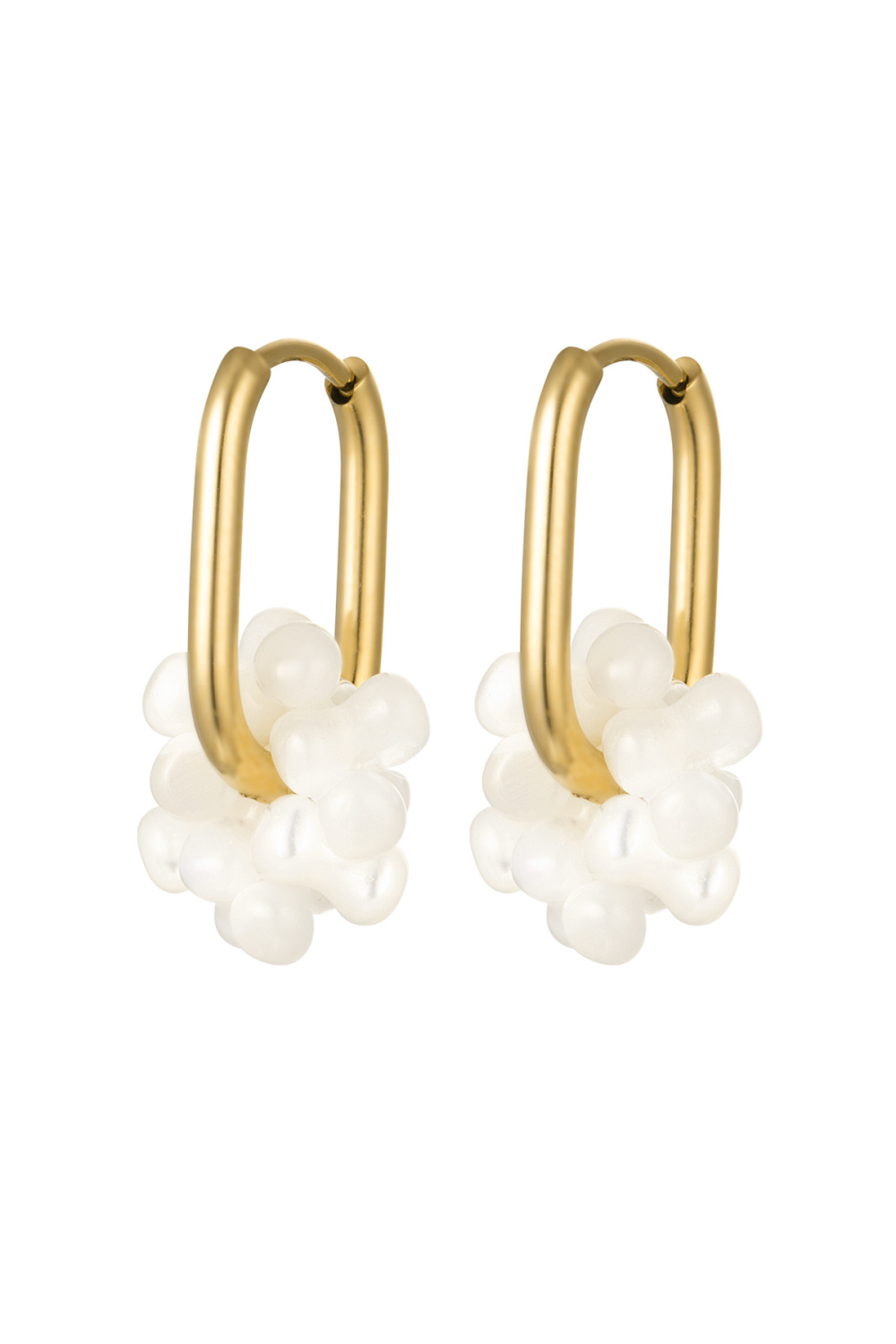 Boucles D'oreilles Perle Fleur - Doré Acier Inoxydable 