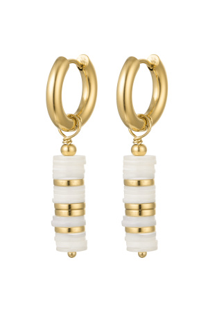 Boucles D'oreilles Perles Plates - Doré Acier Inoxydable h5 
