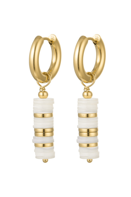 Boucles d'Oreilles Perles Plates - Doré Acier Inoxydable