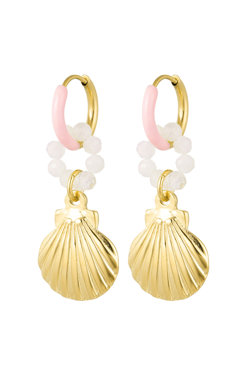 Boucles D'oreilles Coquillage Avec Anneau De Perles 