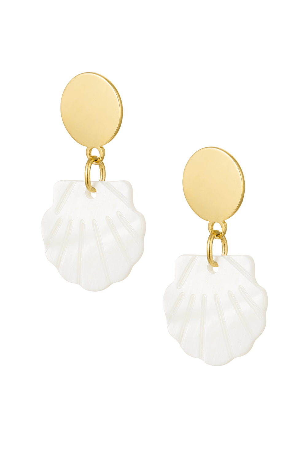 Boucles D'oreilles Coquillage Avec Cercle - Doré Acier Inoxydable 