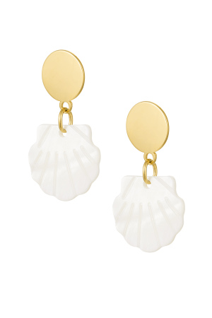 Boucles D'oreilles Coquillage Avec Cercle - Doré Acier Inoxydable h5 