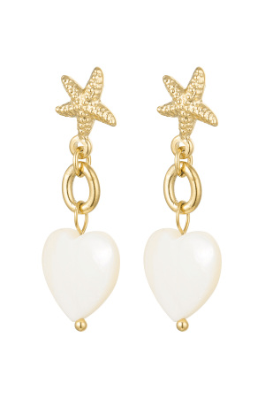 Boucles D'oreilles Étoile De Mer Avec Coeur - Doré Acier Inoxydable h5 