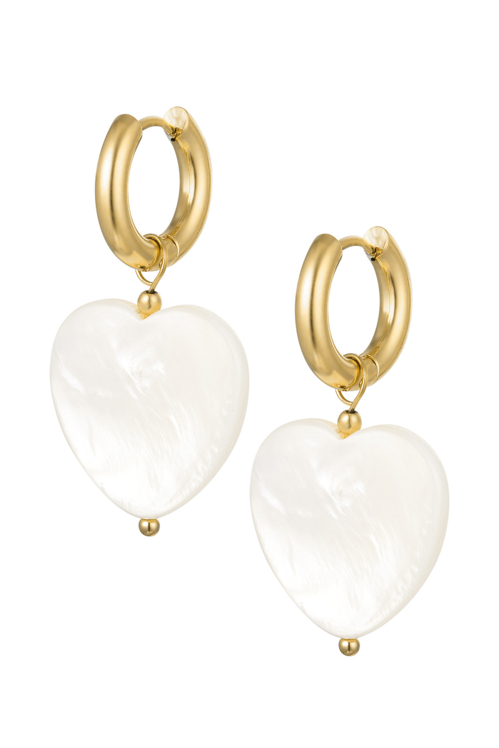 Boucles D'oreilles Grand Coeur Coquillage - Doré Acier Inoxydable 