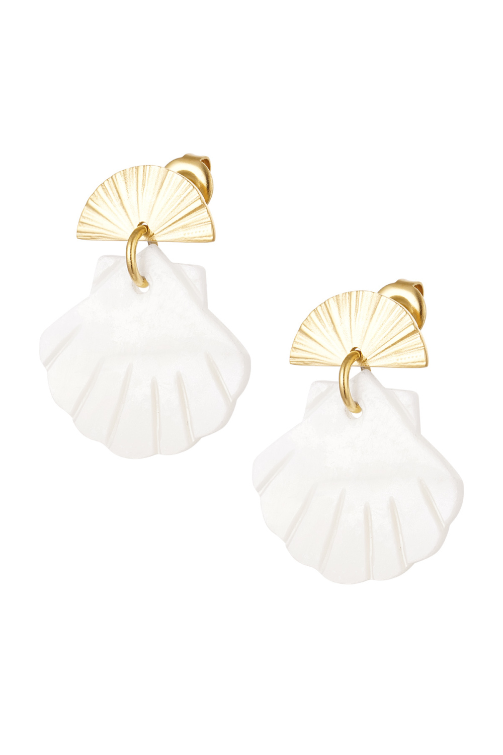 Boucles D'oreilles Forme Asymétrique Coquillage - Doré Acier Inoxydable