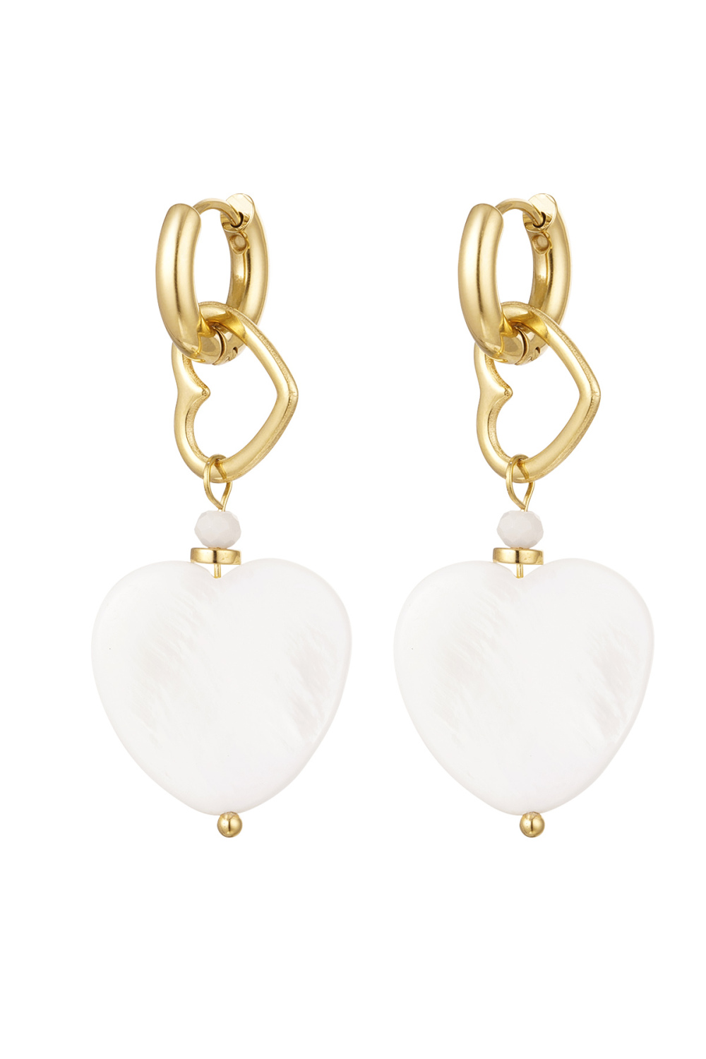 Boucles D'oreilles 2 Fois Coeur - Doré Acier Inoxydable