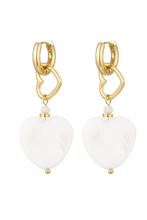 Boucles D'oreilles 2 Fois Coeur - Doré Acier Inoxydable h5
