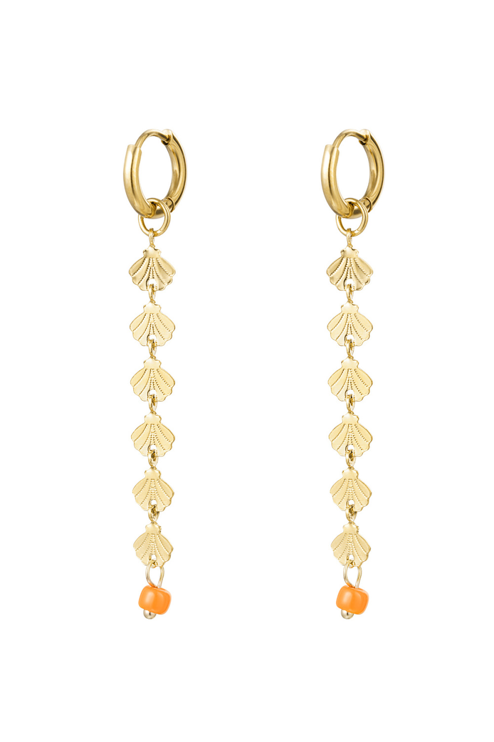 Boucles D'oreilles Guirlande Coquillage Avec Perle - Doré Acier Inoxydable 