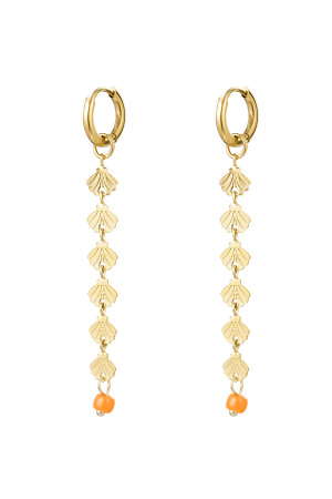 Boucles D'oreilles Guirlande Coquillage Avec Perle - Doré Acier Inoxydable h5 