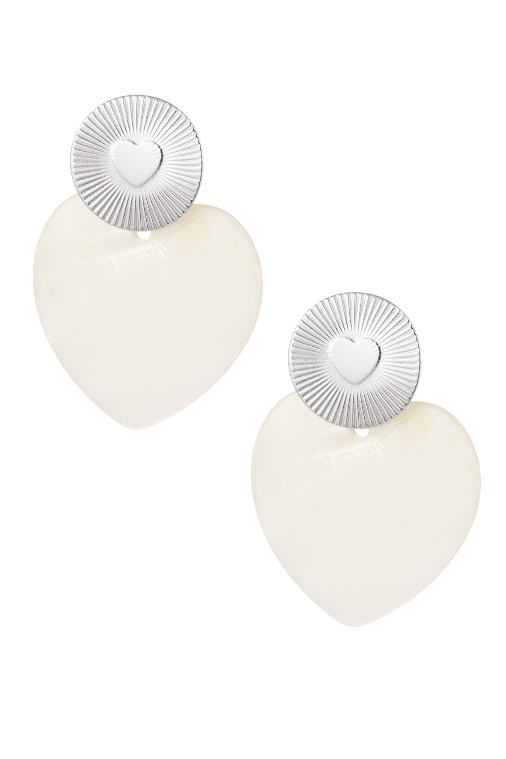 Boucles D'oreilles Coeur & Coeur Pièce - Argent Acier Inoxydable 