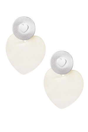 Boucles D'oreilles Coeur & Coeur Pièce - Argent Acier Inoxydable h5 
