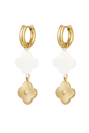 Boucles D'oreilles Coquillage Trèfle & Coeur Pièce - Doré Acier Inoxydable h5 